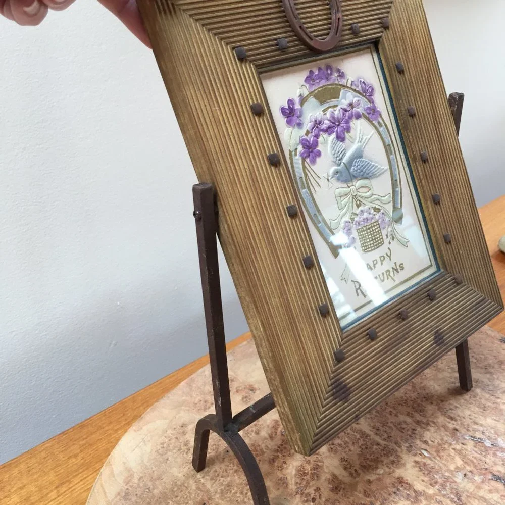 Vintage Postcard in Horseshoe Frame